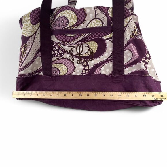 Thirty-One Purple Paisley Heavy Fabric Retro Metro Large Tote Overnight Bag 20" - Picture 5 of 8